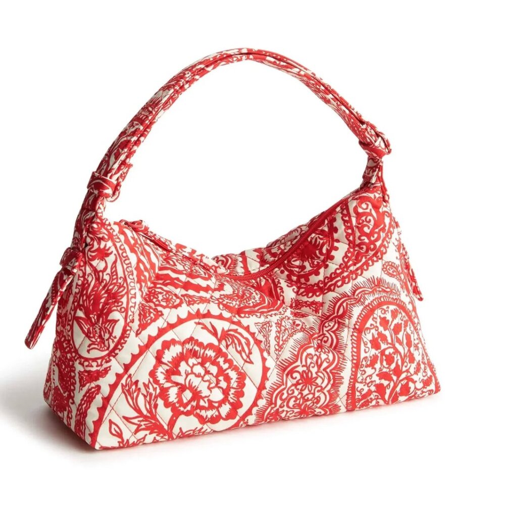 Roxbury Crescent Shoulder Bag, Premium Cotton, Red Paisley Key | Vera Bradley